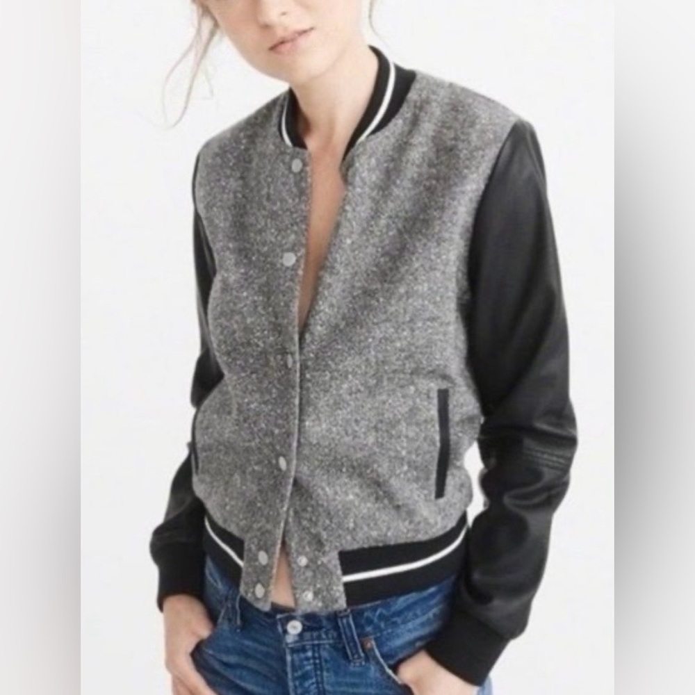 Abercrombie & Fitch Gray and Black Varsity Jacket